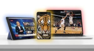 Vários dispositivos móveis mostrando a flexibilidade de assistir ao melhor IPTV para Portugal em qualquer lugar.