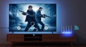 Televisão a transmitir televisão através de iptv gratuito de forma fluida e sem interrupções.