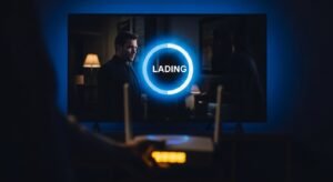 Símbolo de buffering no ecrã enquanto o utilizador tenta resolver problemas no seu app iptv.